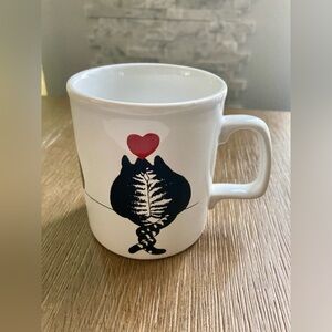 Vintage Kilncraft Cat Couple Coffee Mug Cup White with Hearts